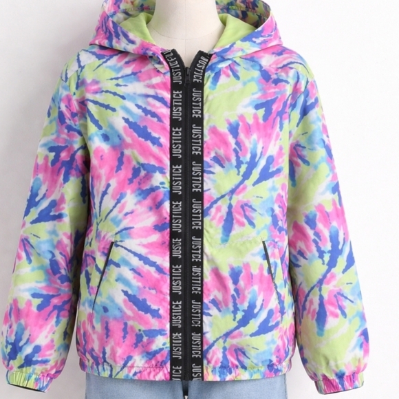 Justice Other - ⭐️ Host Pick ⭐️Justice | Tie-Dye Colorful Hooded Raincoat